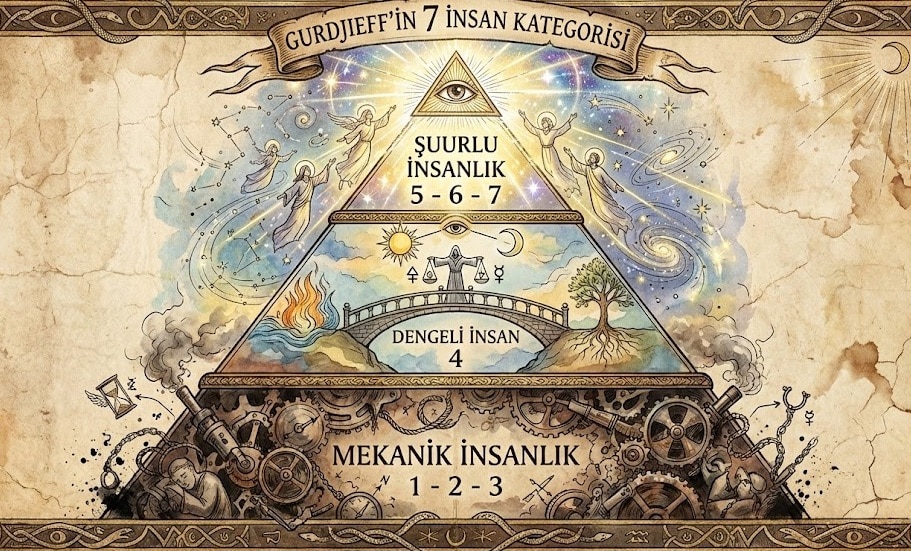 gurdjieff 7 insan kategorisi mekanik ve şuurlu insan diyagramı