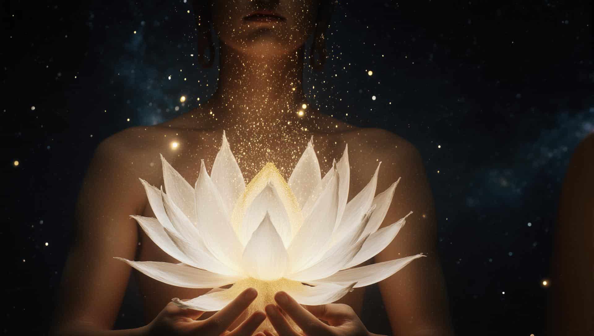 Spiritual expansion inshirah - lotus opening from the chest symbolizing heart expansion